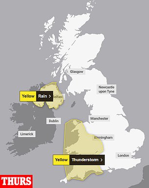Thursday Met Office weather prediction for Thursday