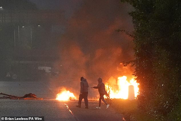 Fires have been seen burning in Portadown in the fourth night of violence