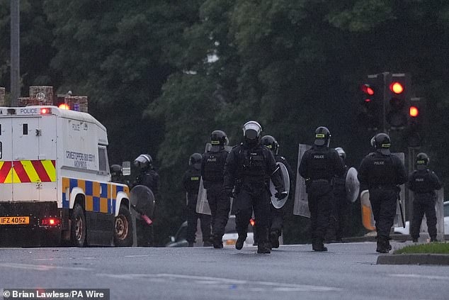 Police in Portadown in County Armagh this evening, following three nights of disorder in Ballymena