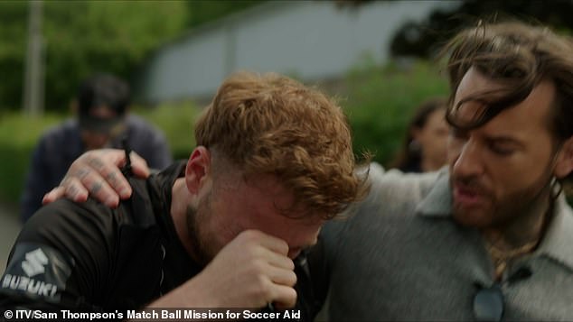 The 32-year-old raised more than £1.5million for Unicef as he battled through an agonising calf injury to deliver the Soccer Aid match ball to Old Trafford ready for the match this Sunday