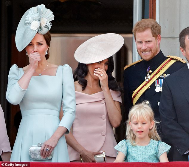 In his tell-all memoir Spare Harry wrote that everyone was 'in a good mood, upbeat' until Kate asked Meghan what she thought of her first Trooping the Colour