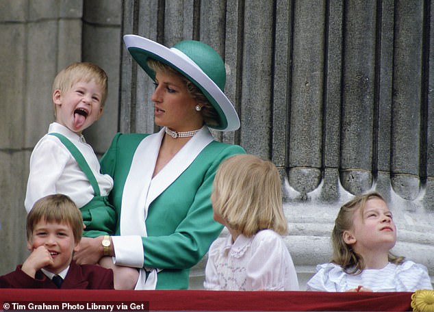 Even Harry was known to play up at such royal occasions as a young boy, once sticking his tongue out at cameras in 1988 while being held by his mother Princess Diana