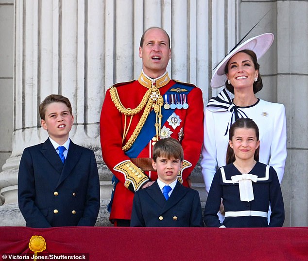 Members of the Royal Family pictured watching the flypast from the Buckingham Palace balcony last year