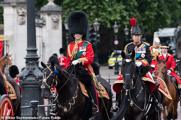 Prince Edward and Princess Anne seen during the parade at Trooping the Colour last year
