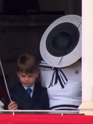 At one point, the cheeky six-year-old Prince was even caught tugging on the cord for the blinds as he chatted to his mother