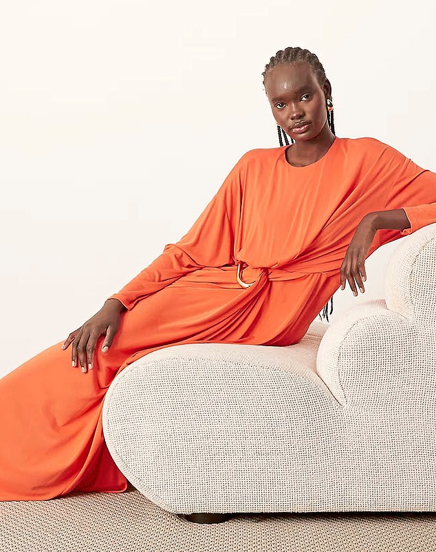 This tangerine maxi is perfect for wedding-guest season. Dress, £130