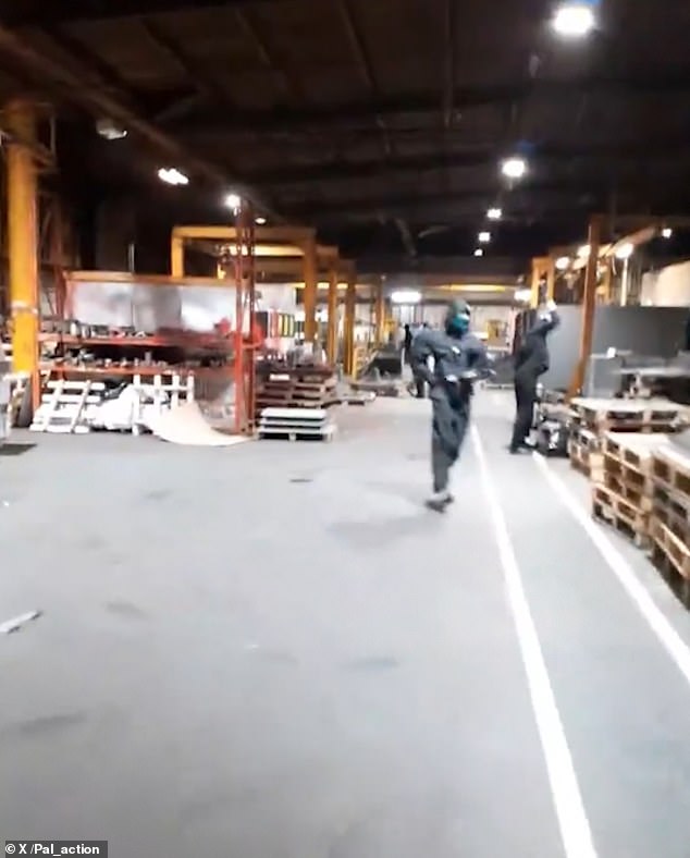 Members of the group were seen running around the warehouse and causing damage