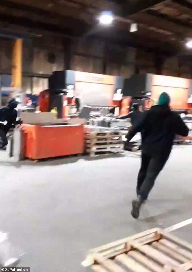 The minute-long footage shows the group vandalising the warehouse of Permoid Industries Ltd, in Newton Aycliffe, Durham