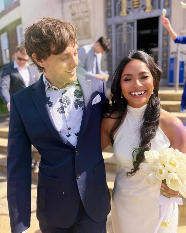 Tyger Drew-Honey and his wife on their wedding day.