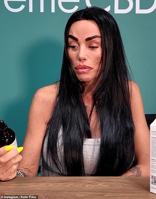 Katie sparked concern earlier this week as she showed off her very taut face in a new CBD oil advert