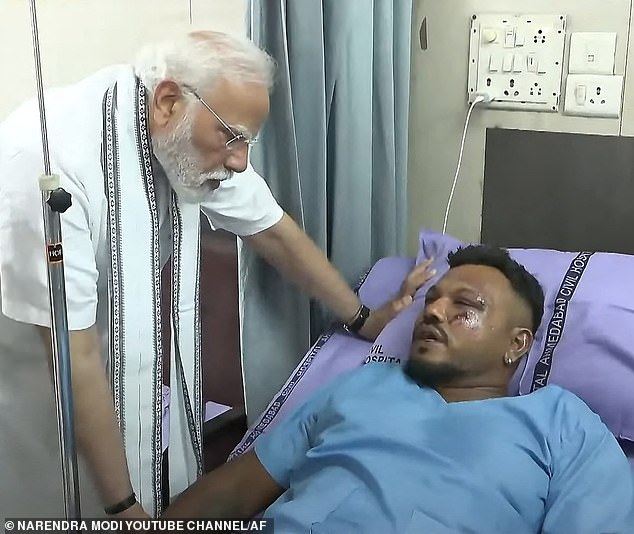 The sole survivor Vishwash Kumar Ramesh, 40, was visited by Indian Prime Minister Narendra Modi in hospital yesterday