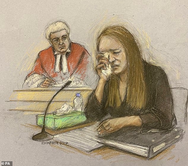 In the absence of any forensic evidence or plausible motive, that statistical correlation became the key plank of the case against her. Pictured: Court artist sketch of Letby giving evidence in the dock at Manchester Crown Court in August 2023