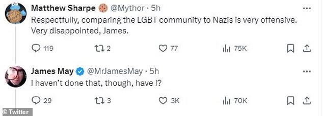 James May's post has received criticism from Pride-goers and supporters