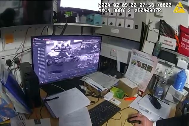 A female officer’s bodycam video, seen by the MoS, reveals she then watched the incident on the hotel’s CCTV