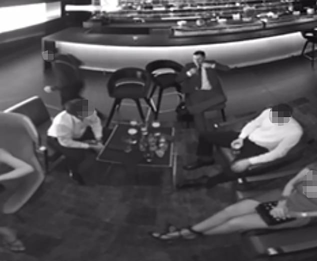 When the event finished, the couple went to the hotel’s Chino Latino bar where, after chatting with other business leaders, Mr Correia sat with his wife at a table where a waiter was setting down drinks
