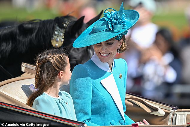 Princess Charlotte and the Princess of Wales wore matching blue dresses for the occasion