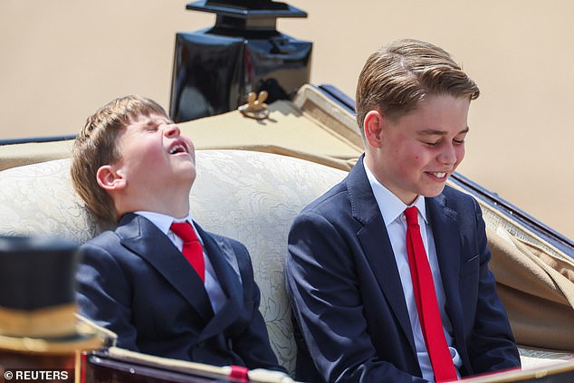 George, who is second in line to the throne, burst into laughter as the younger, more mischievous royal threw his head back with joy