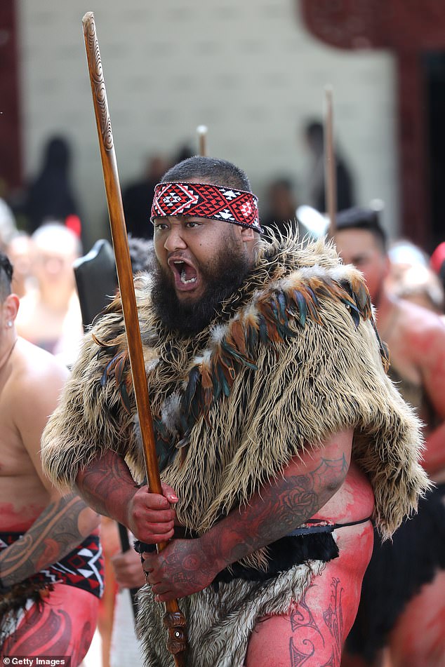 The University of Exeter received £307,000 of funding to revive ancestral territories, including the language and cultures of the K'omox, Pentlatch, and E'iksan in Vancouver Island, Canada , and the Maori of New Zealand. Pictured: A Maori welcoming ceremony known as a powhiri