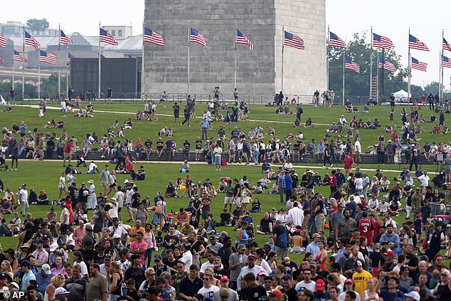VIP guests were able to get a closer look at the parade, which went down Constitution Avenue, while those in general admission were sprawled out on the National Mall - able to see the flyovers and later, the fireworks display