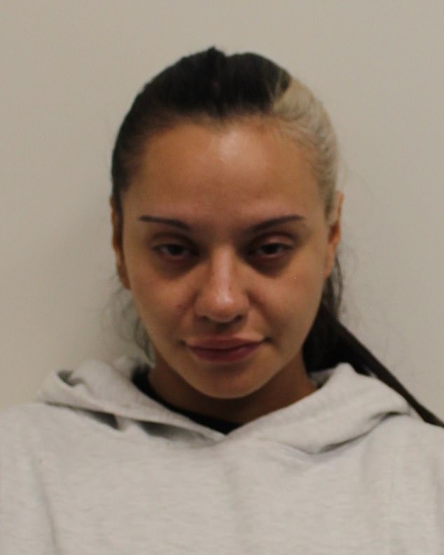 However, she has now been released on licence as prison overcrowding means offenders can be freed after a third of their sentence if they show good behave. Pictured: De Sousa Abreu in her mug shot