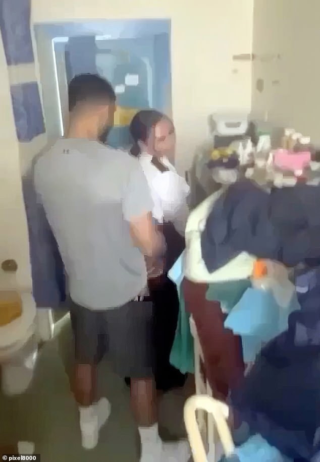 The x-rated clip shows De Sousa Abreu dressed in full uniform and performing a sex act on Weirich in his prison cell at HMP Wandsworth