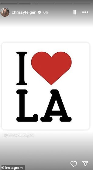 Another Teigen post had an 'I [love] LA' logo in support of the city and its citizens amid the time of civil unrest