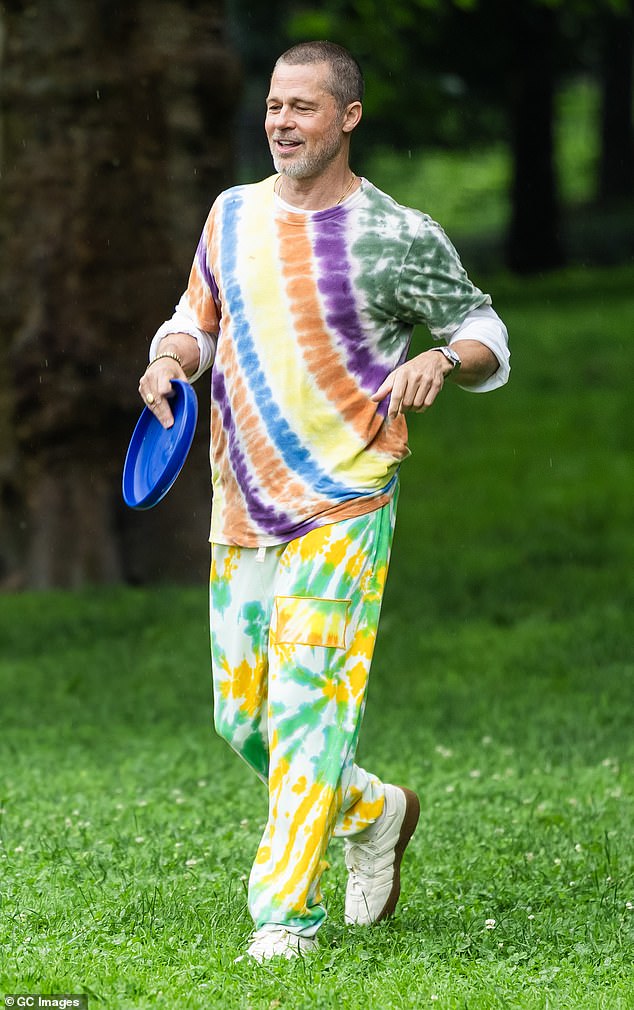 The 61-year-old acclaimed actor was dressed in double tie-dye as he wore a multicolor T-shirt and sweatpants