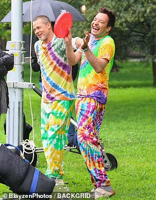 At one point, Jimmy and Brad shared a big laugh as they had a blast filming a scene
