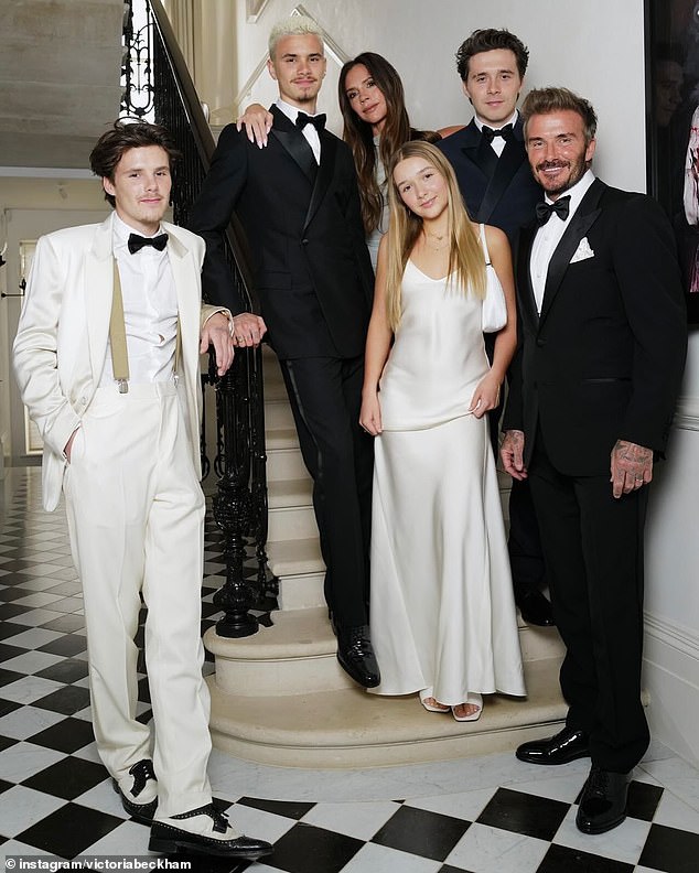 Victoria shared pictures of David and their four children Brooklyn, 26, Romeo, 22, Cruz, 20, and Harper, 13, laughing and looking cheery in happier times