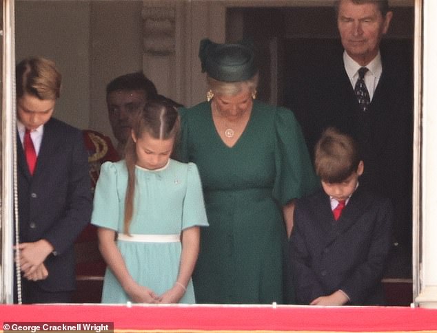 Louis also joined Prince George (left), Princess Charlotte (centre) and the Duchess of Edinburgh in observing one minute of silence in honour of the 241 passengers and crew killed in the Air India plane crash on Thursday