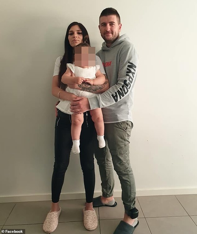 Radmanovic (pictured wearing an ankle monitor with his wife Ms Gourdeas and stepdaughter) was a career criminal who had a long history of run-ins with the law