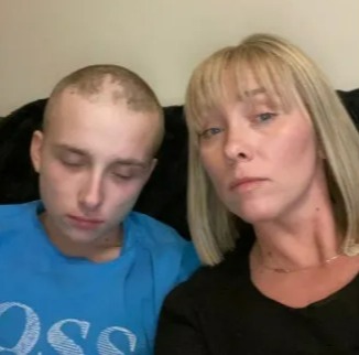 A terminally ill boy and his mother.