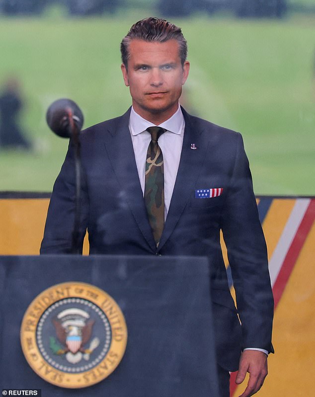 Secretary of Defense Pete Hegseth, 45, took a risk with his choice of ensemble for the parade in choosing a camouflage neck tie. But the unusual accessory detracted from an otherwise traditionally formal outfit