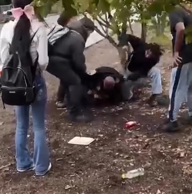 Shocking video allegedly showed Ihsan Ali, 44, on the ground with his daughter in a chokehold, while classmates desperately tried to free her