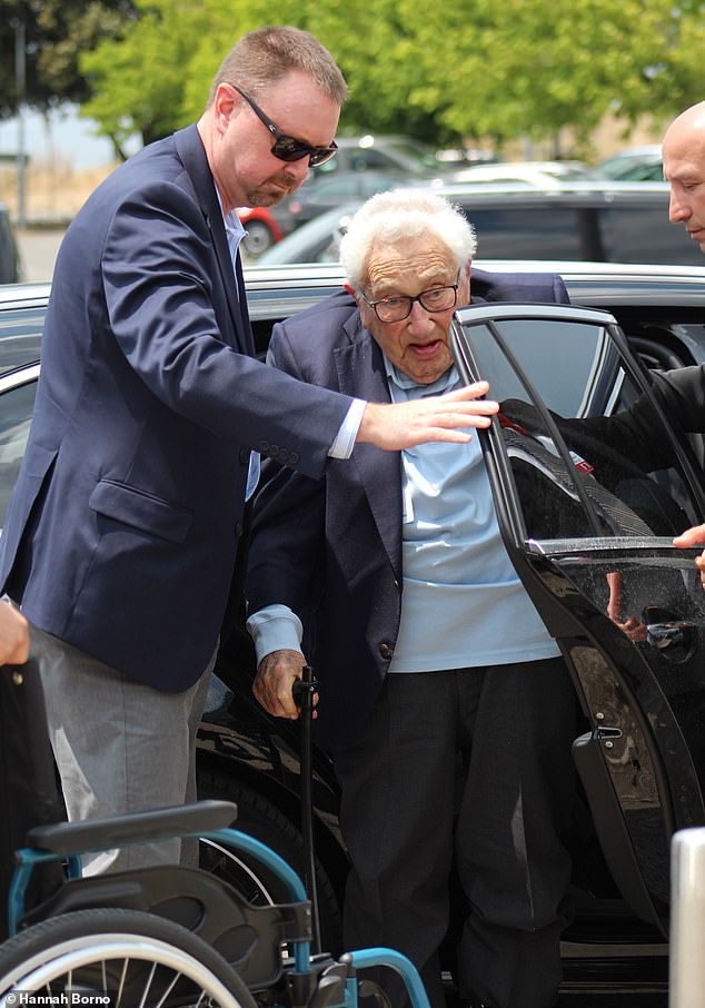 Henry Kissinger at the 2023 Bilderberg meeting in Lisbon, the last before his death later that year