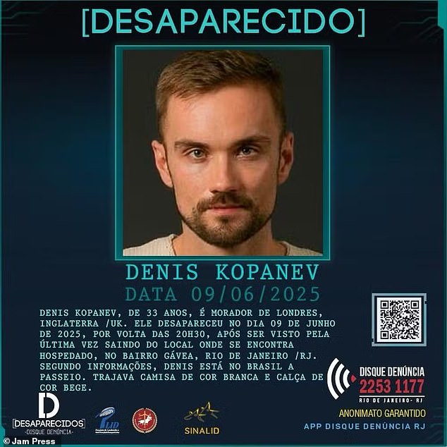 Pictured: A missing persons notice with an image of Mr Kopanev
