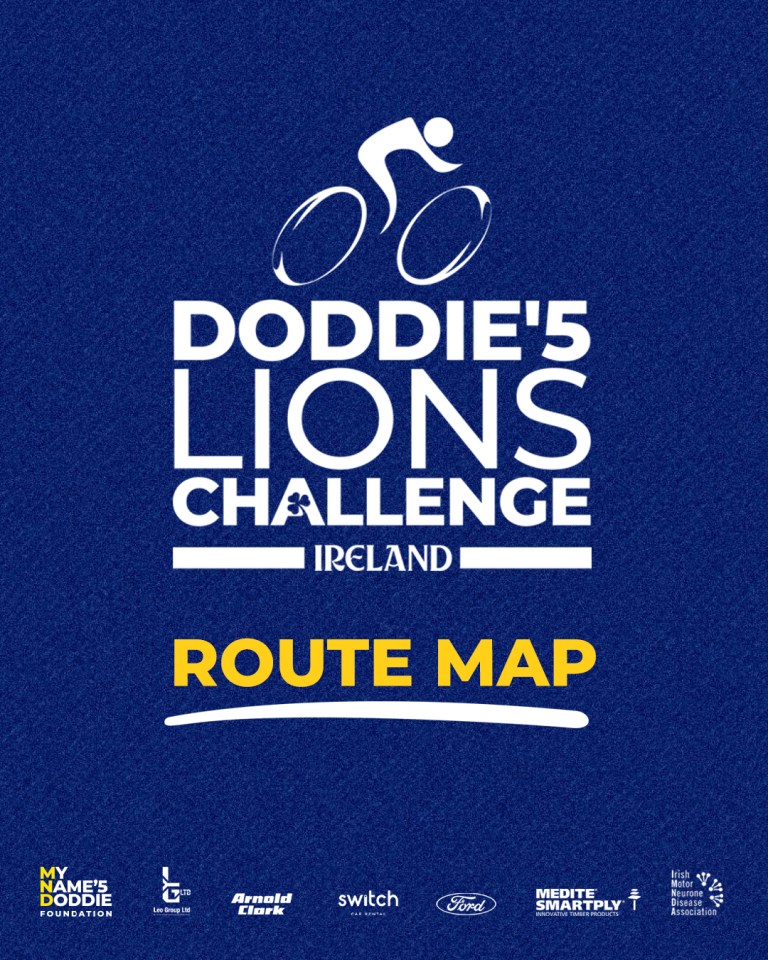 Doddie's Lions Challenge Ireland route map.