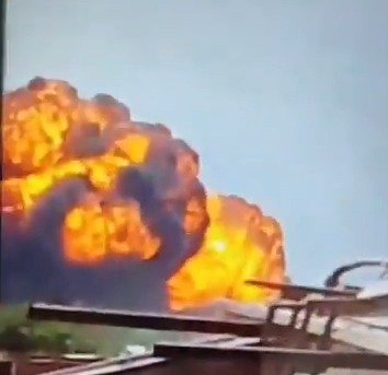 Large fire and smoke from a plane crash.