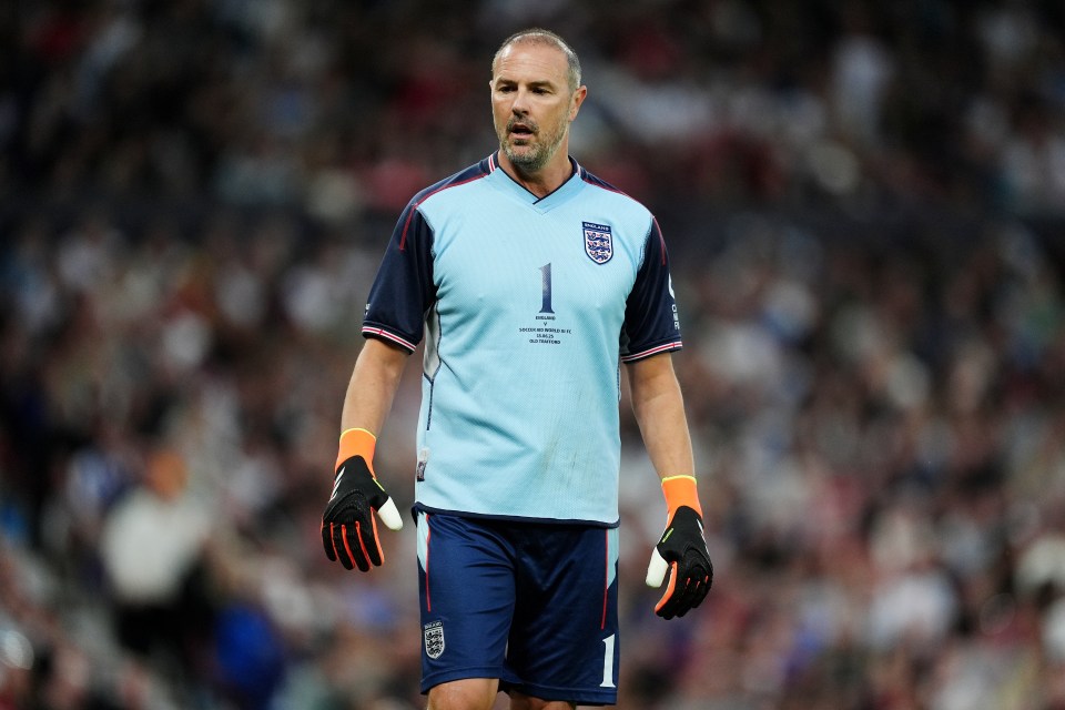 Paddy McGuinness, England goalkeeper, at Soccer Aid for UNICEF.