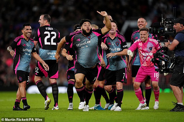 His left-footed strike sparked wild celebrations as he was mobbed by team-mates