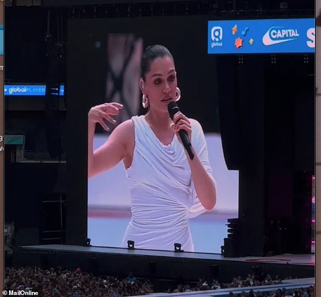 The singer, 37, who revealed her diagnosis last week , thanked the strong crowd for their support as she opened up about her illness