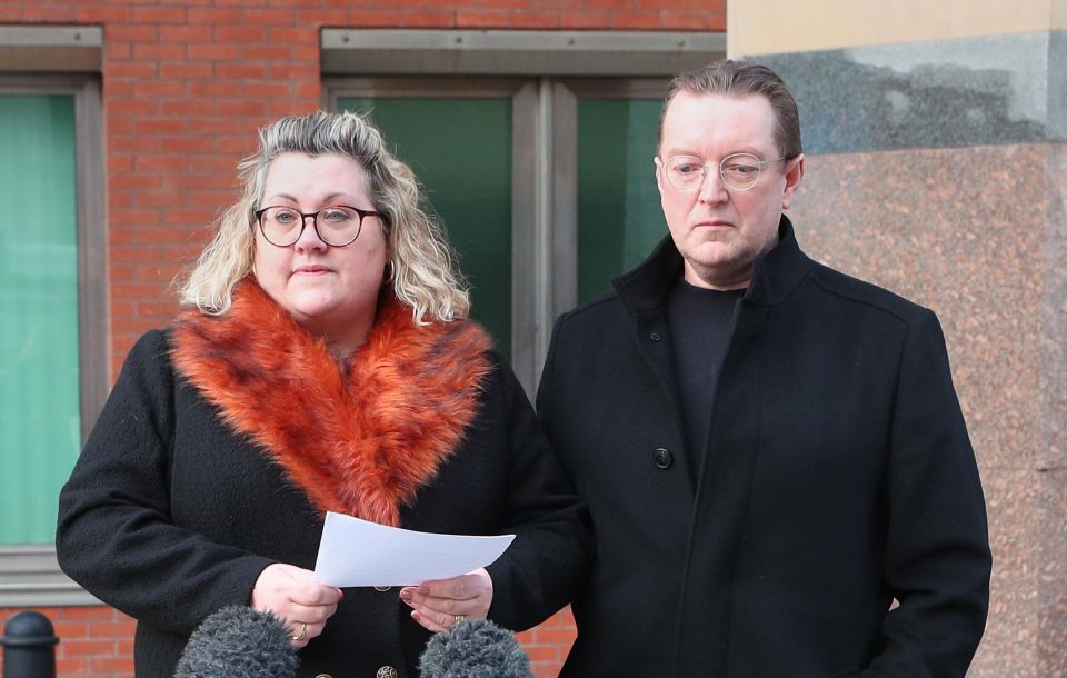 Libby Squire's parents outside Sheffield Crown Court.