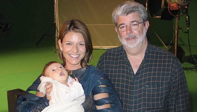 He and wife Andi Wagner (above with director George Lucas) just welcomed Aidan while production was still happening in 2003
