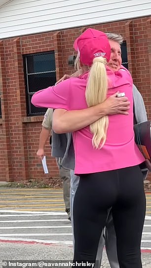 She wore a Trump-branded cap on the emotional day
