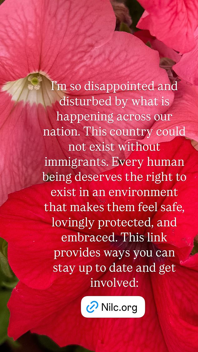 Rae added in her Instagram story post, 'I'm so disappointed and disturbed by what is happening across our nation. This country could not exist without immigrants'