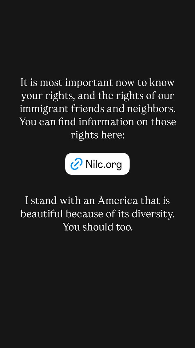 Grey continued in another slide, 'It is most important now to know your rights, and the rights of our immigrant friends and neighbors