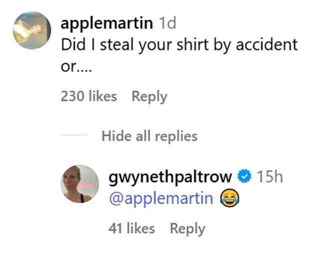 She dropped a joke about the whereabouts of her mother's top as she reacted to the video