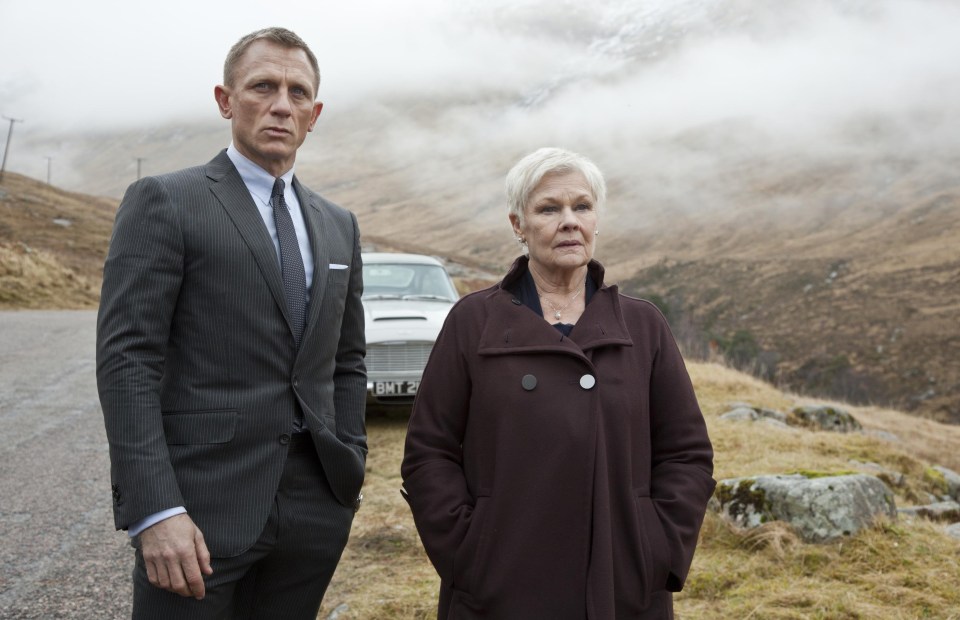 Scene still from Skyfall, featuring Daniel Craig and Judi Dench.