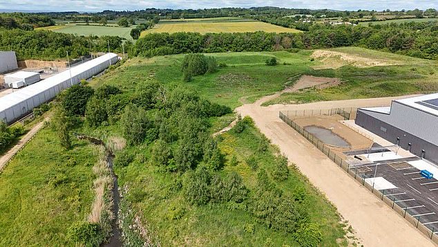 An aerial view of the countryside surrounding the site which will house the Fornax incinerator
