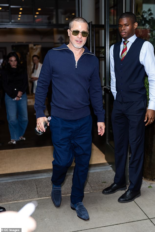 Pitt spotted out in Midtown New York on Sunday, aka Father's Day